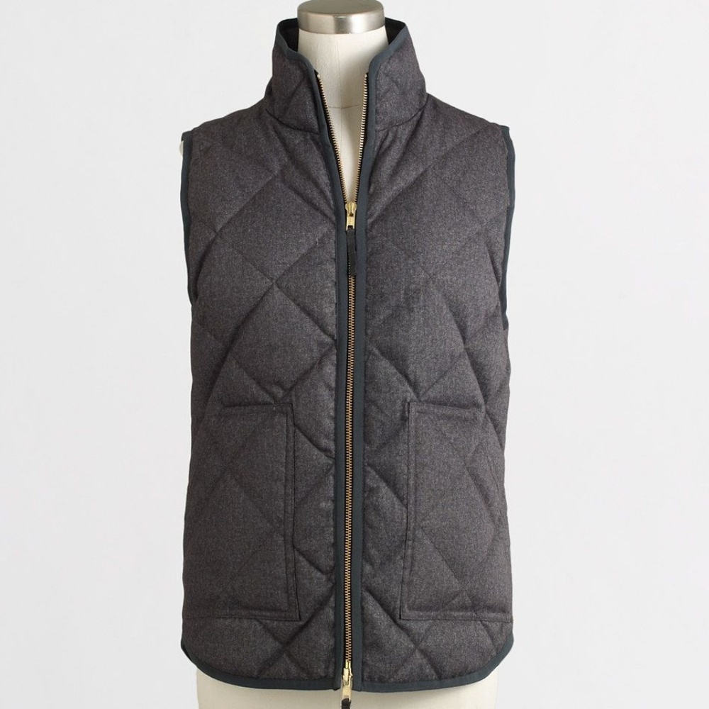 J. Crew Factory Grey Textured Quilted Puffer Vest
